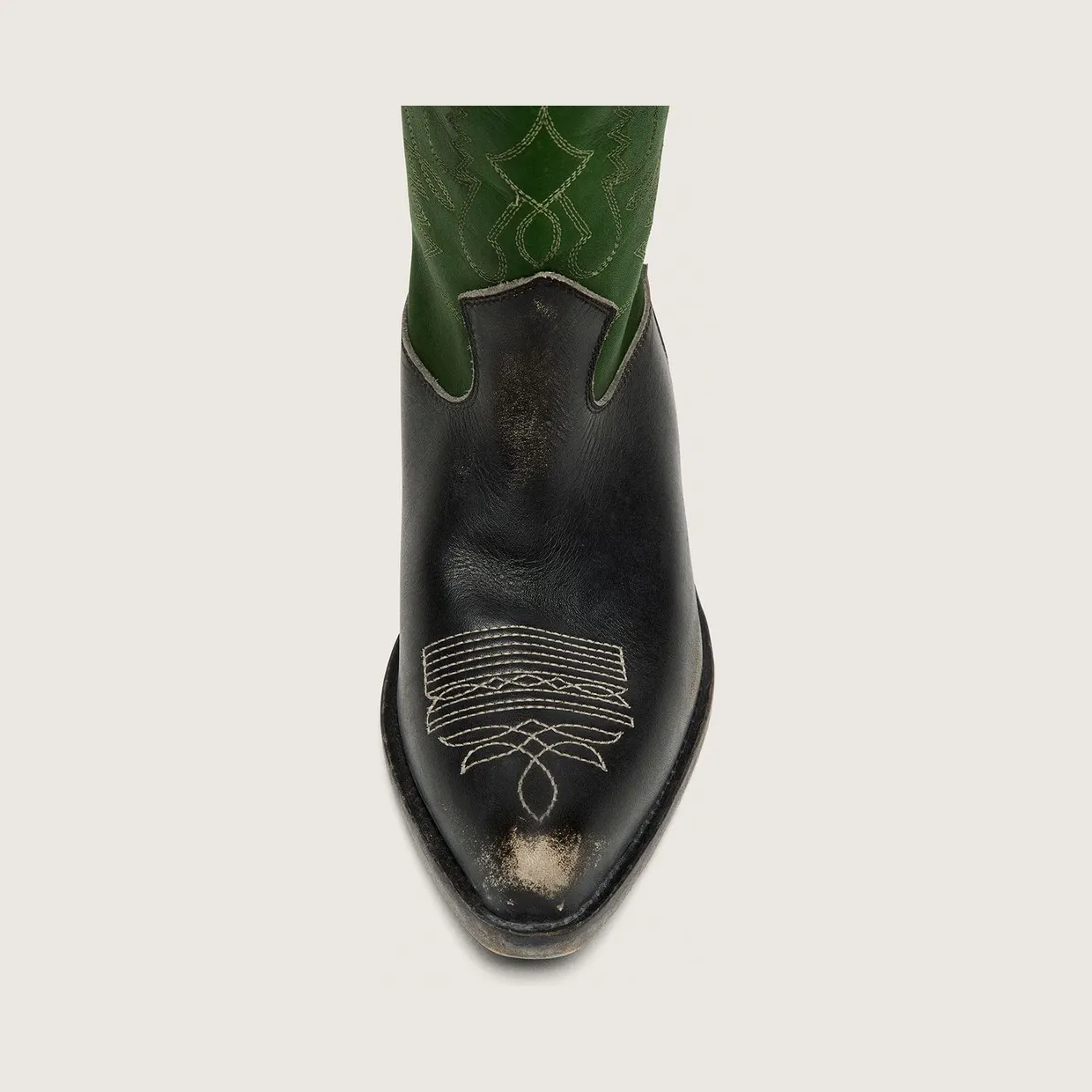 Golden Goose High Wish Star Boots In Black Leather With Green Leather Leg And White Embroidery (GWF01053.F008200.35684) (4)