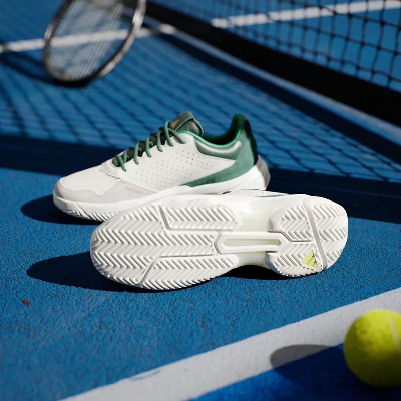 Adidas Courtjam Control 3 Premium Tennis Shoes Core White / Core White / Collegiate Green (JI4236)