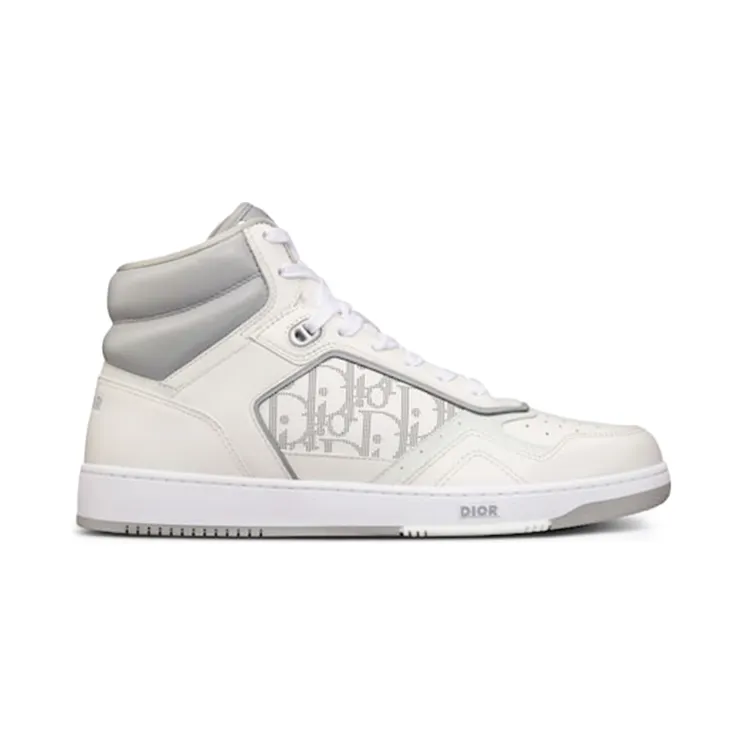 Dior B27 High White and Gray Smooth Calfskin with White Dior Oblique Galaxy Leather (3SH133ZIJ_H068)