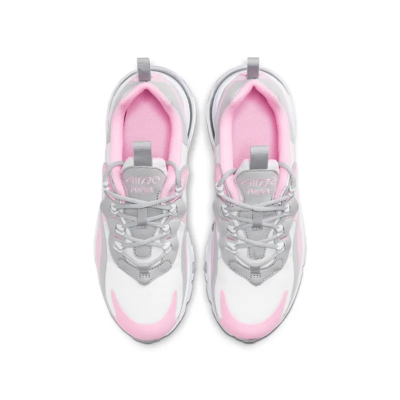 Nike Air Max 270 React White Pink (GS) White/Light Solar Flare Heather/Metallic Silver (BQ0103-104)