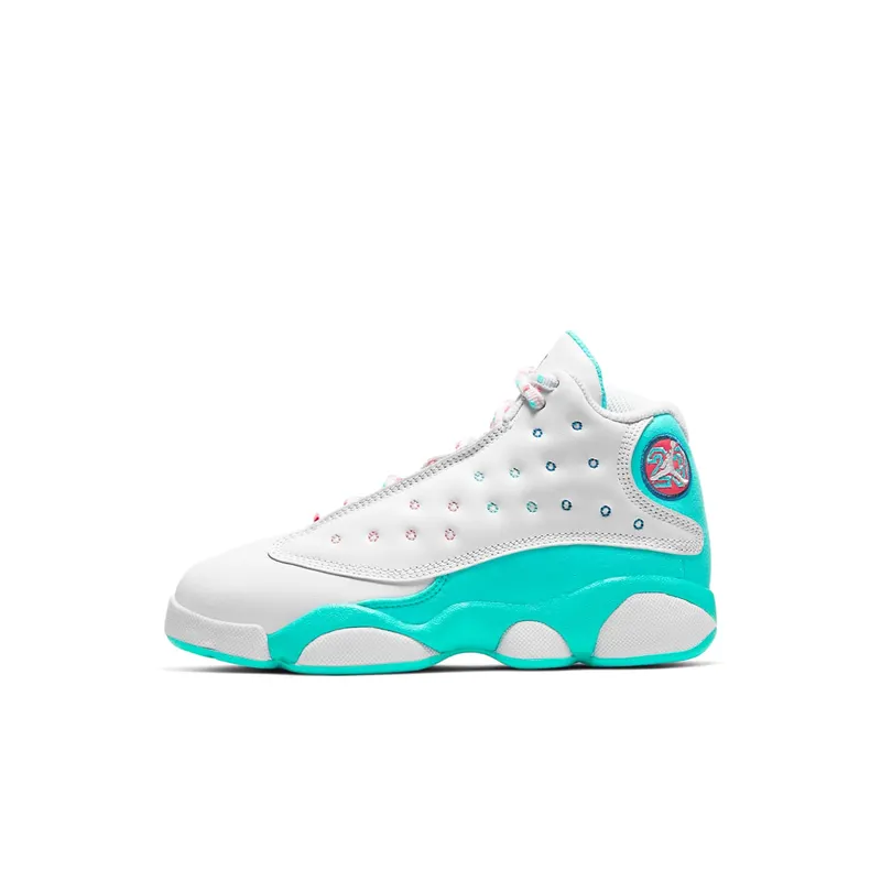 Jordan 13 Retro White Soar Green Pink (PS) White/Soar-Green-Pink (439669-100)