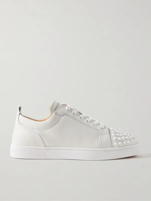 Christian Louboutin Louis Junior Spikes Cap-Toe Leather Sneakers White (3240422)