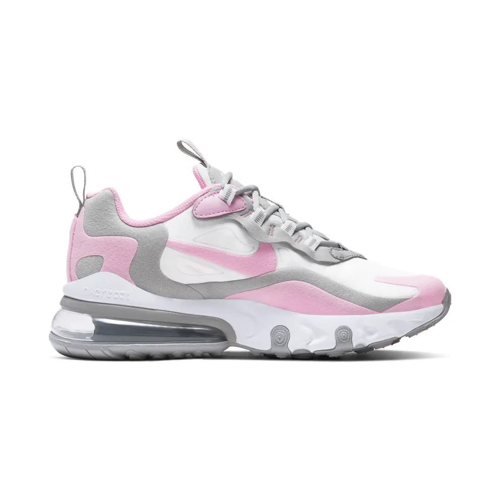 Nike Air Max 270 React White Pink (GS) White/Light Solar Flare Heather/Metallic Silver (BQ0103-104)