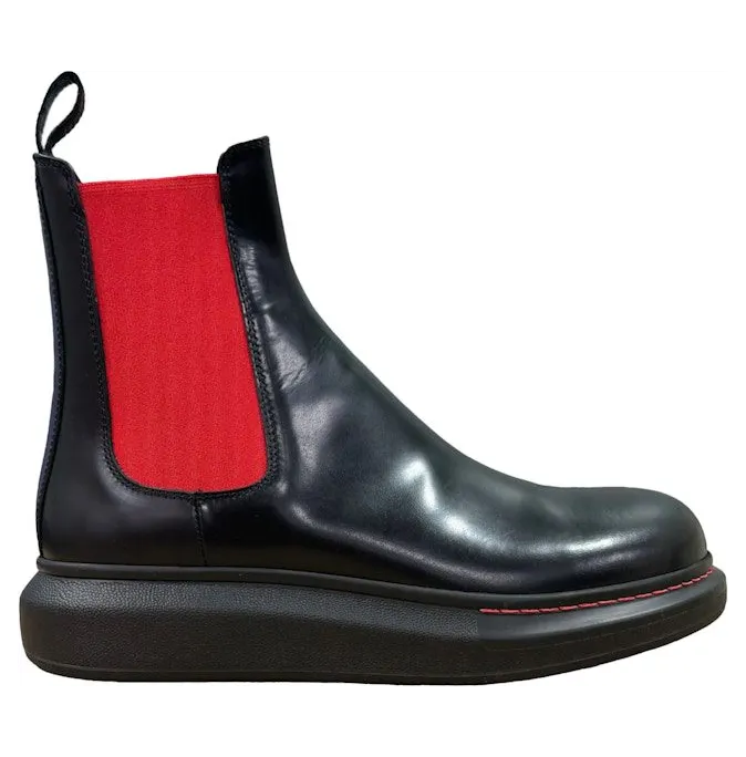 Alexander McQueen Hybrid Chelsea Boot Black Red (586198WHX521066)