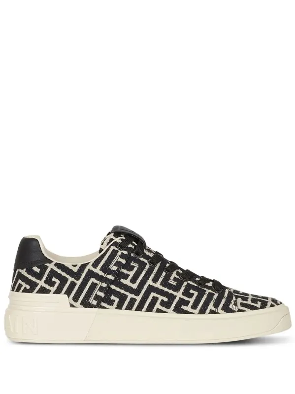 Balmain B-Court mit Monogramm-Jacquard – White (DN1VI690TJCM)