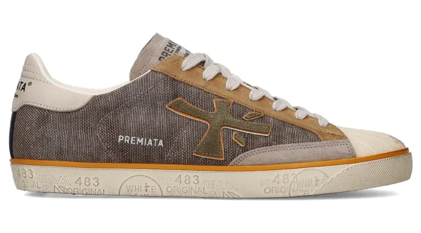 Premiata Steven 8051 sneakers met vlakken – Bruin