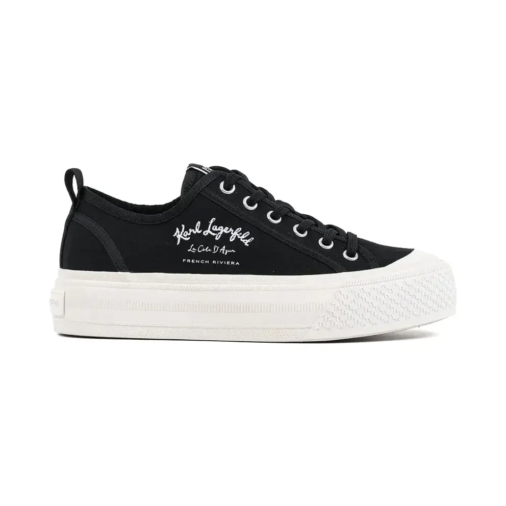 Karl Lagerfeld Kampus Max sneakers met geborduurd logo en plateauzool – Schwarz (KL50523)