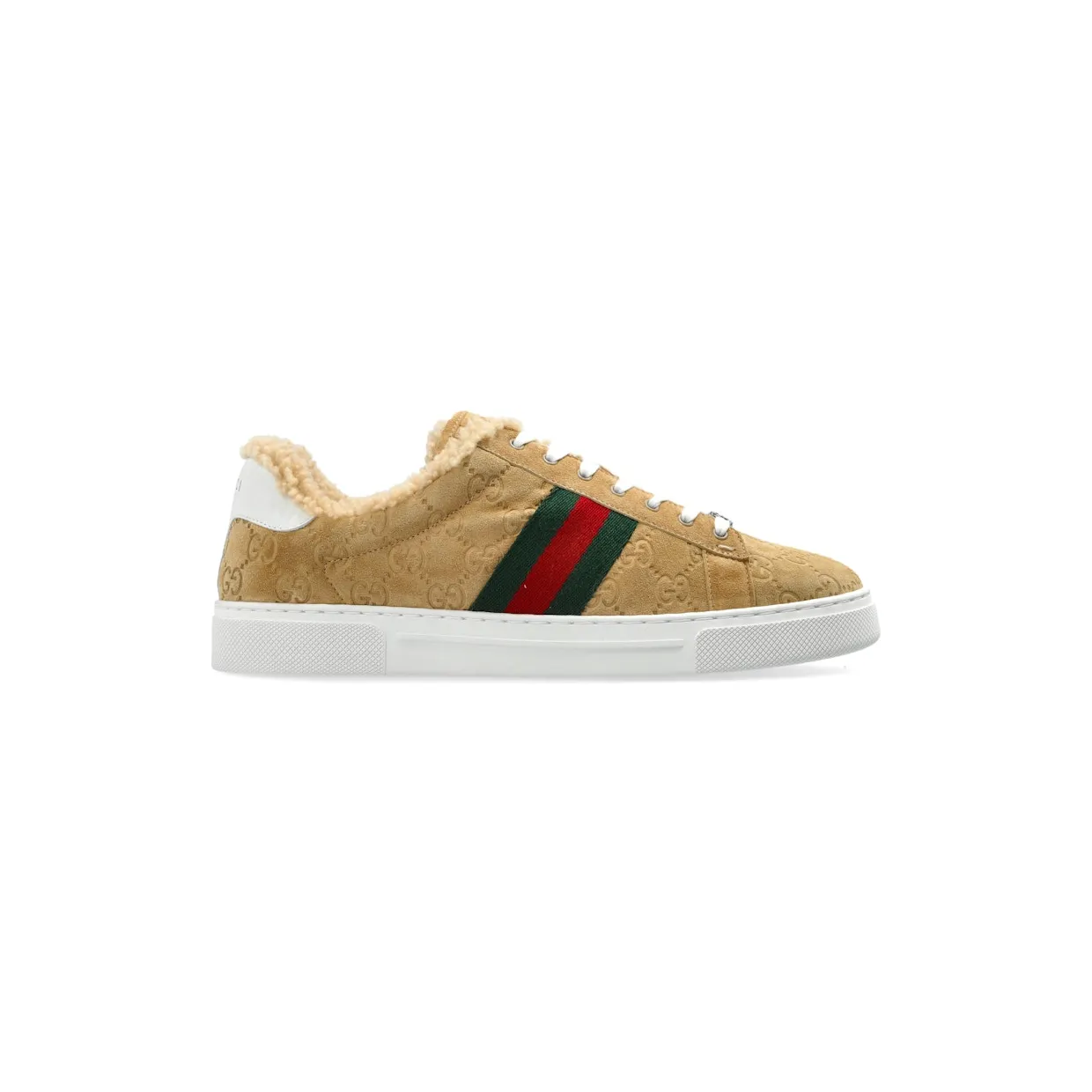 Gucci Ace Fur Trim Suede Beige (798628 AADUT 9567)