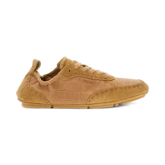 Fendi Fit leren met krokodillen-reliëf “Brown” (7E1799AUHK)