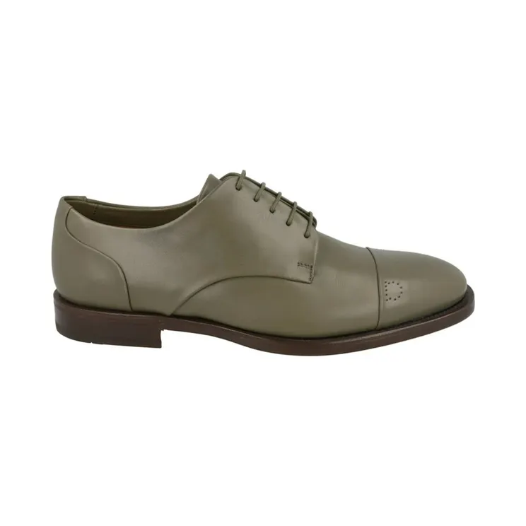 Ferragamo Gavino Leather Oxfords Green (2E Wide Width) (021086-758209-2E)