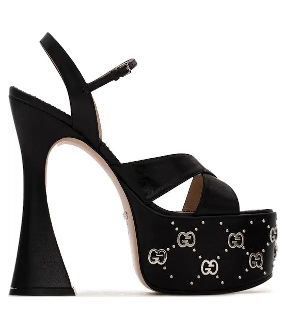 Gucci Interlocking G Studs Sandals Black (719843 C9D00 1000)