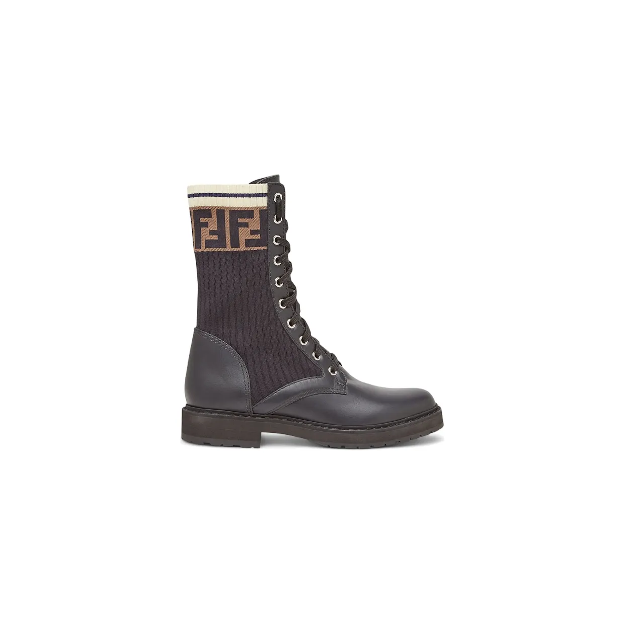 Fendi FF Rockoko Biker Boot Black Brown (8T6780 A3H4 F13MC)