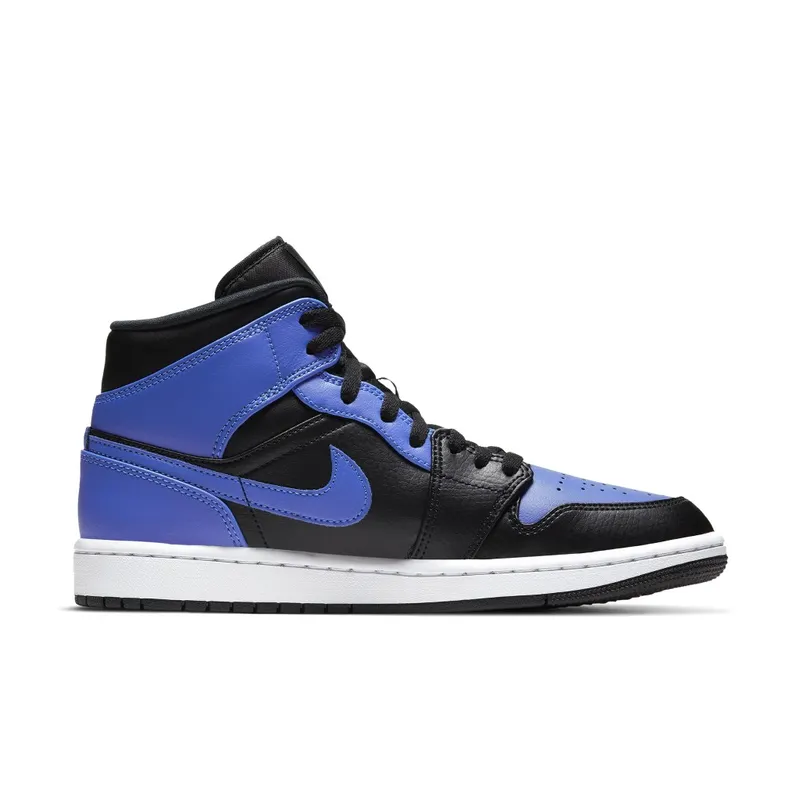 Jordan 1 Mid Black Royal Tumbled Leather Black/Hyper Royal-White (554724-077)