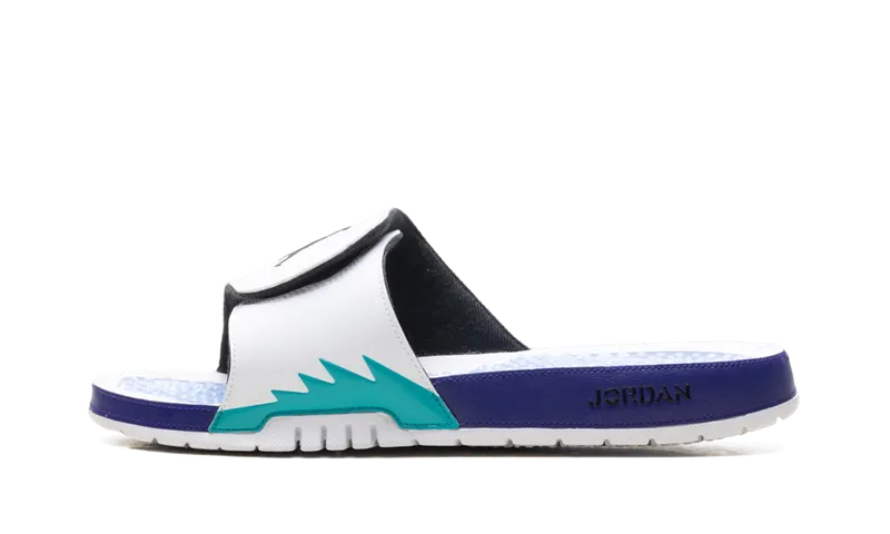Jordan Hydro 5 Retro Slide “White New Emerald Grape Ice Black” (555501-103)