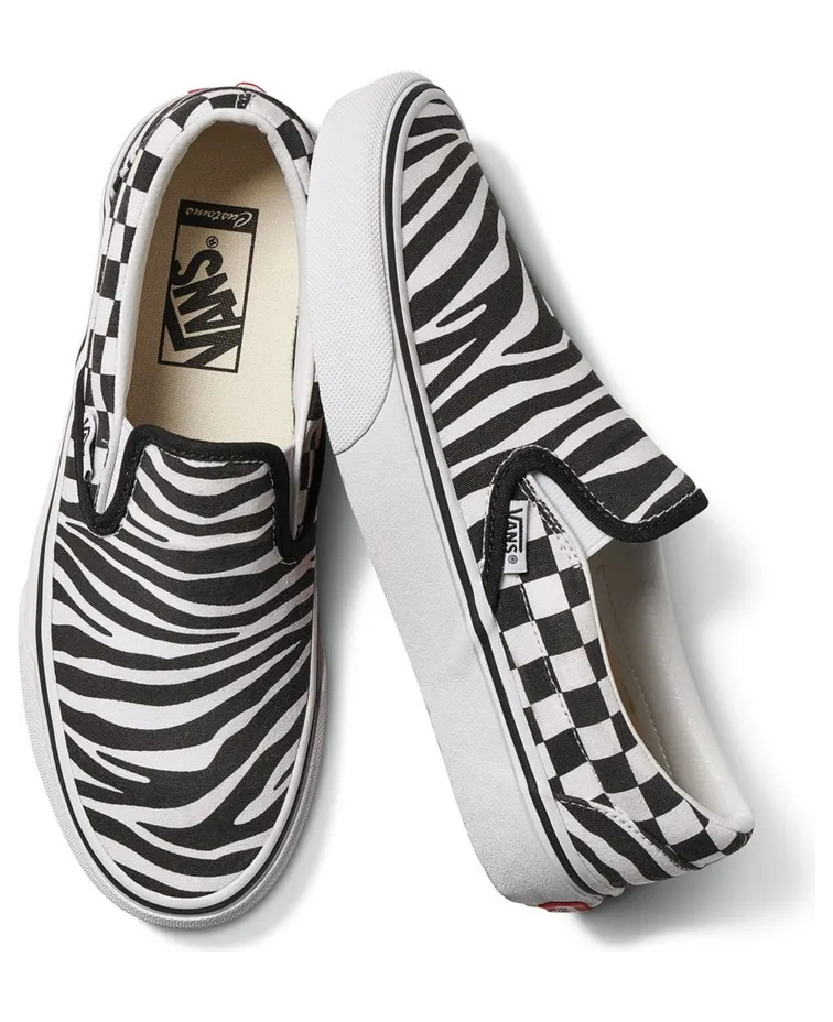 VANS Gepersonaliseerde Zebra Checkerboad Slip-on Zwart (VN0A3CST820)