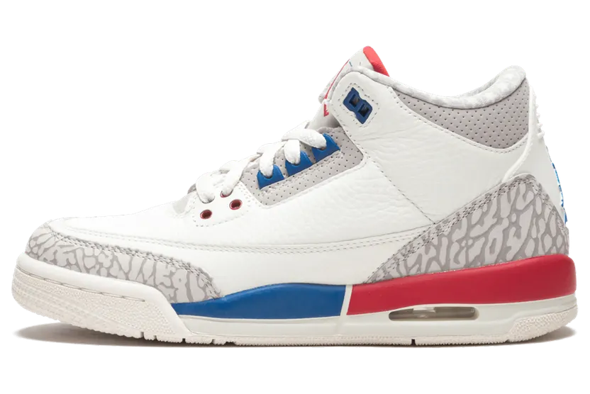 Air Jordan 3 Retro’International Flight’ GS Sail/Sport Royal-Fire Red (398614-140)