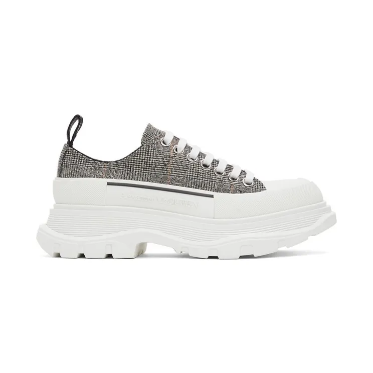 Alexander McQueen Black & White Wool Tread Slick Low Sneakers (650809 W4PE1)