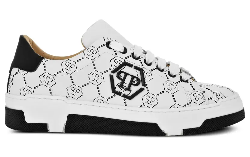 Philipp Plein Leren met monogram-patroon “White” (PAESUSC0770PLE010N)