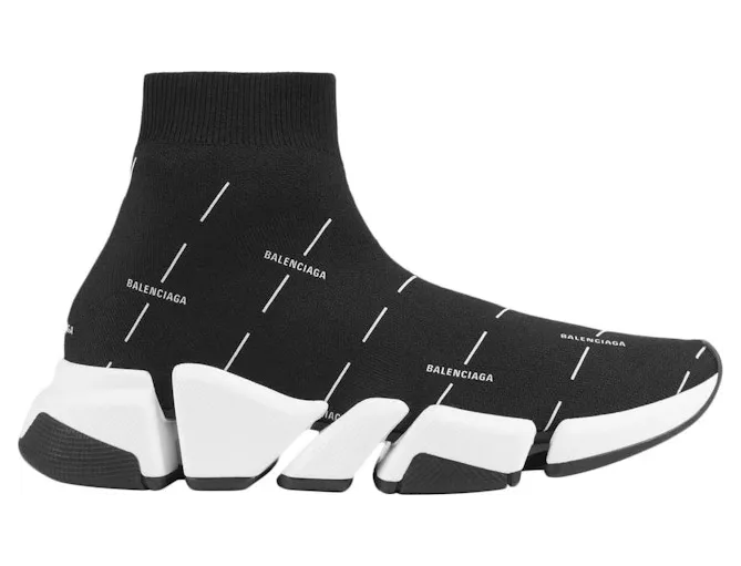 Balenciaga Speed 2.0 Black White Logo (W) (645420W2DBT1090)