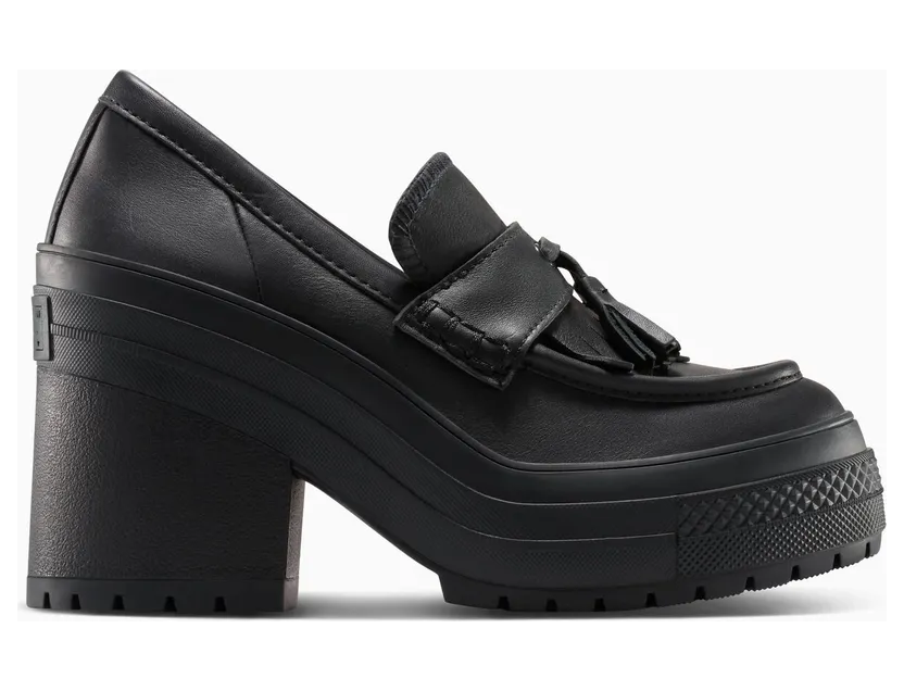 Converse Chuck 70 De Luxe Heel Loafer Platform Leather Black/Black/Black (A14714C)