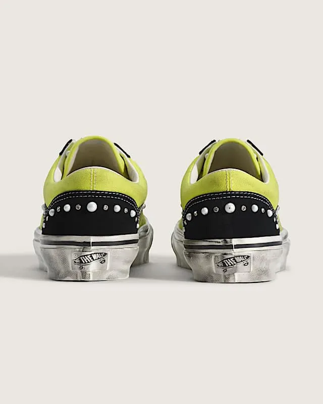Vans Old Skool 36 Pearlized “Lime”: parels op zwart, limegeel eromheen (4)