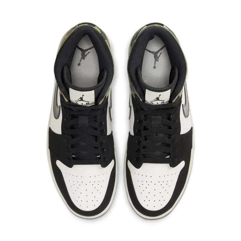 Jordan 1 Mid Camo (2020) Light Bone/Black (CW5490-001)