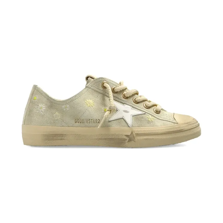 Golden Goose Sneakers met geborduurde bloemen – Beige (GWF00129F007293)