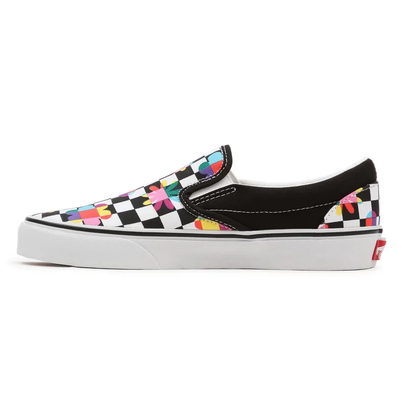 VANS Floral Checkerboard Classic Slip-on Shoes Black (VN000XG8B05)