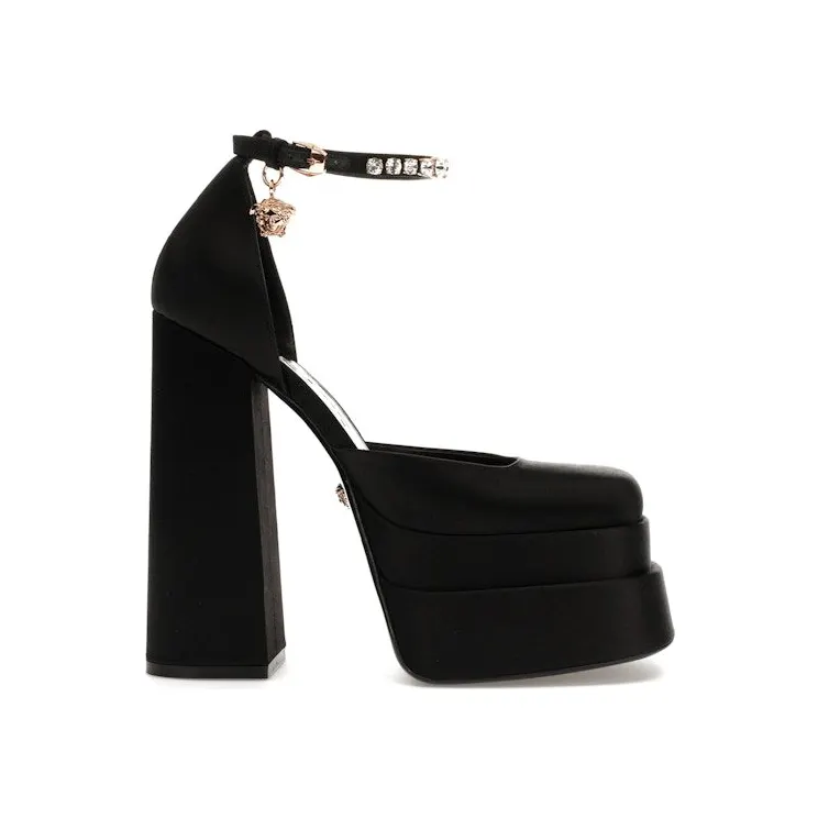 Versace Medusa Aevitas 155mm Platform Pumps Black Satin (1002005-DRA67_1B00V)