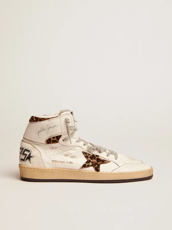Golden Goose Sky-Star With Signature On The Ankle And Leopard-Print Pony Skin Inserts (GMF00230.F002193.10805)