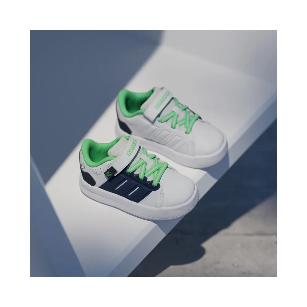 Adidas LIGHTORAMA COURT Shoes PEUTERS Cloud White / Night Indigo / Screaming Green (KJ7001)