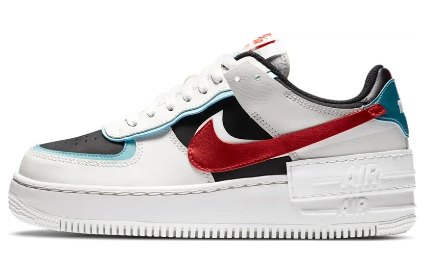 Nike Air Force 1 Shadow ‘White Bleached Aqua’ Summit White/Bleached Aqua/Black/Chile Red (DA4291-100)