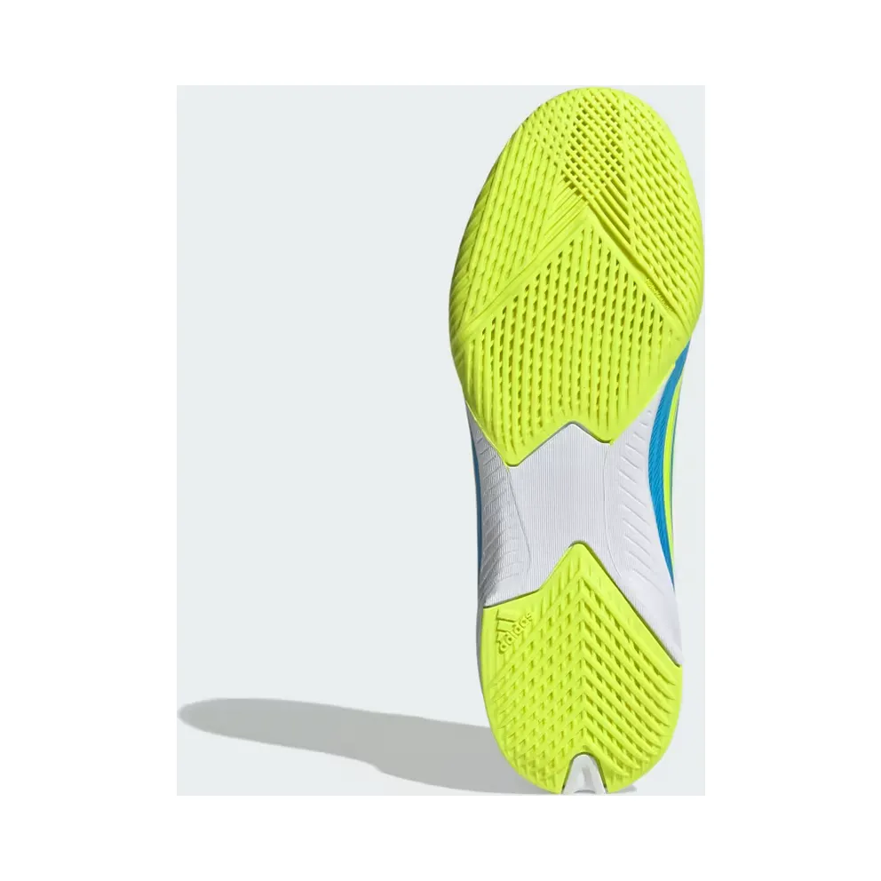 adidas F50 League Indoor Football Shoes Kids “Lucid Ray Blue / Team Solar Yellow 2 / Lucid Aquamarine” (JR9020)