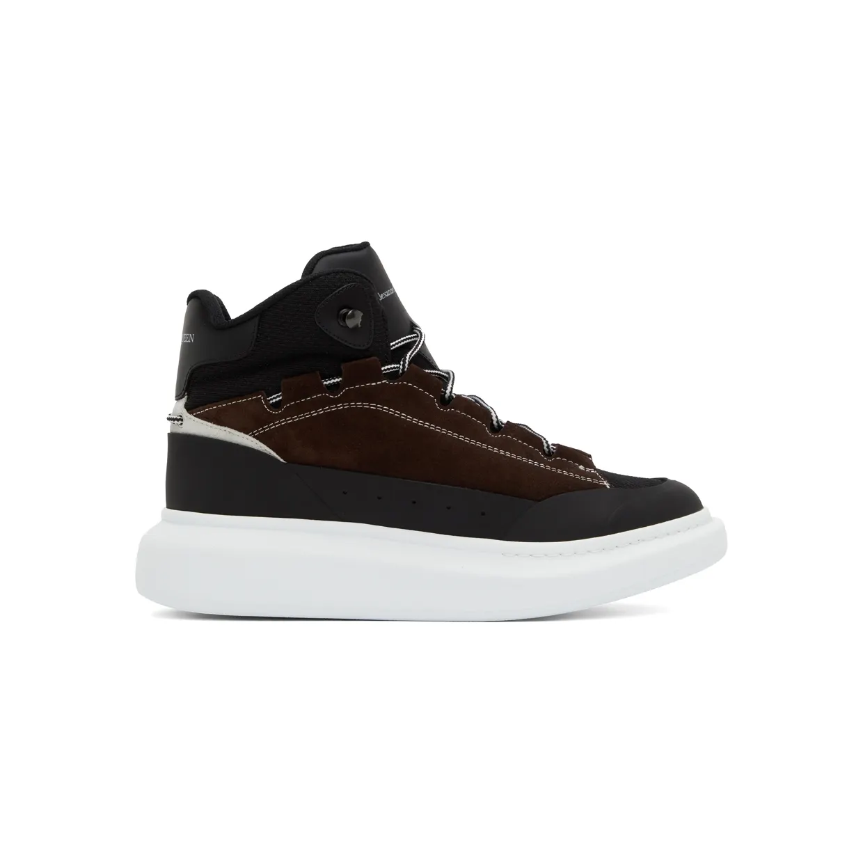 Alexander McQueen Black & Brown Leather High-Top Sneakers (682498WIB9C1459)