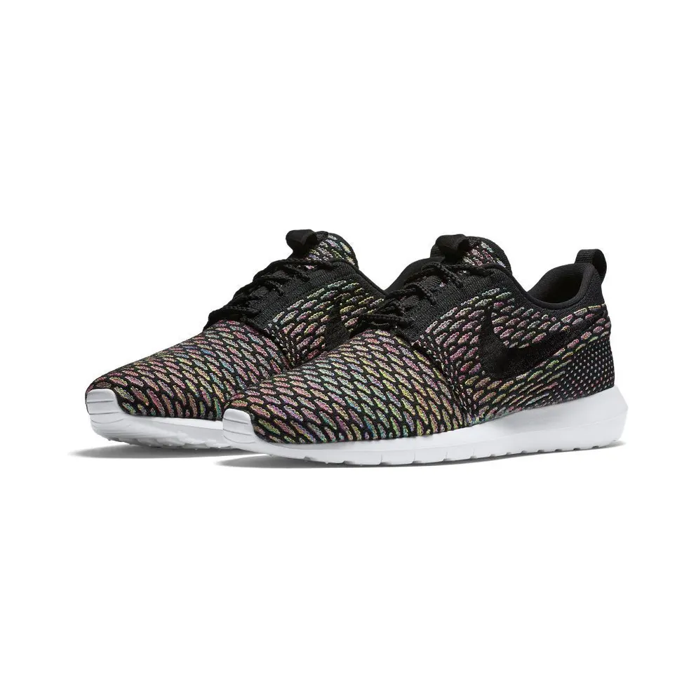 Nike Roshe Run Flyknit Multi-Color Black/Black-Pink Pow-Blue Glow (677243-013)
