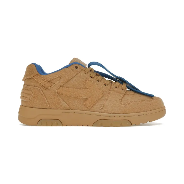 OFF-WHITE Out Of Office OOO Low Tops Camel Blue Wool (OMIA189F22FAB0016262)