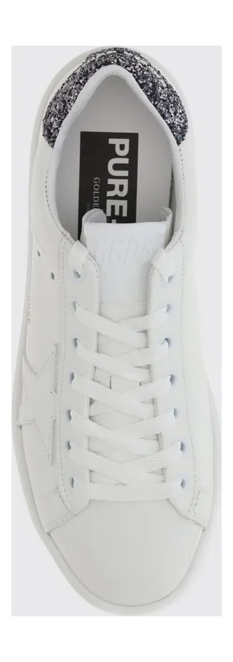 Golden goose Pure-Star Leather and Glitter Fabric Sneakers with Embroidery White (GWF00197F00591811867) (3)
