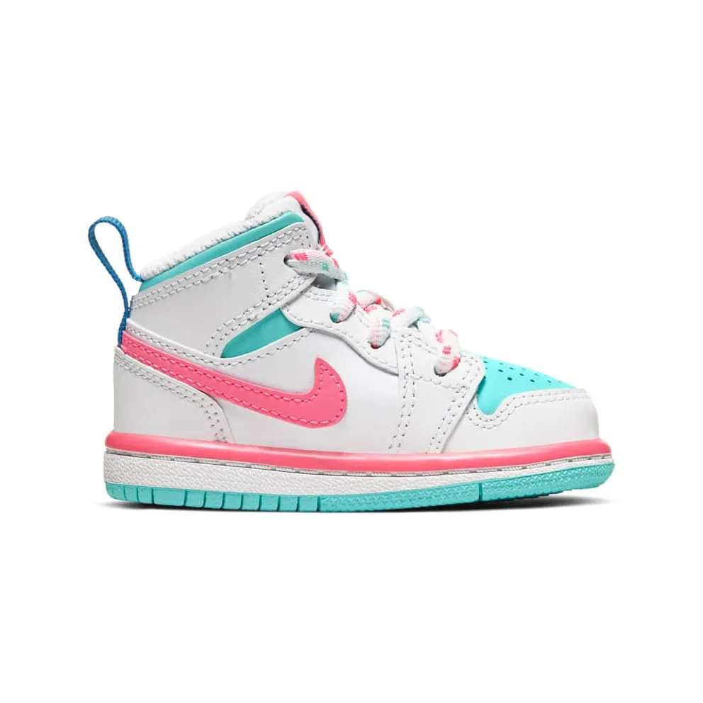 Jordan 1 Mid White Pink Green Soar (TD) White/Digital Pink-Aurora Green-Soar (644507-102)