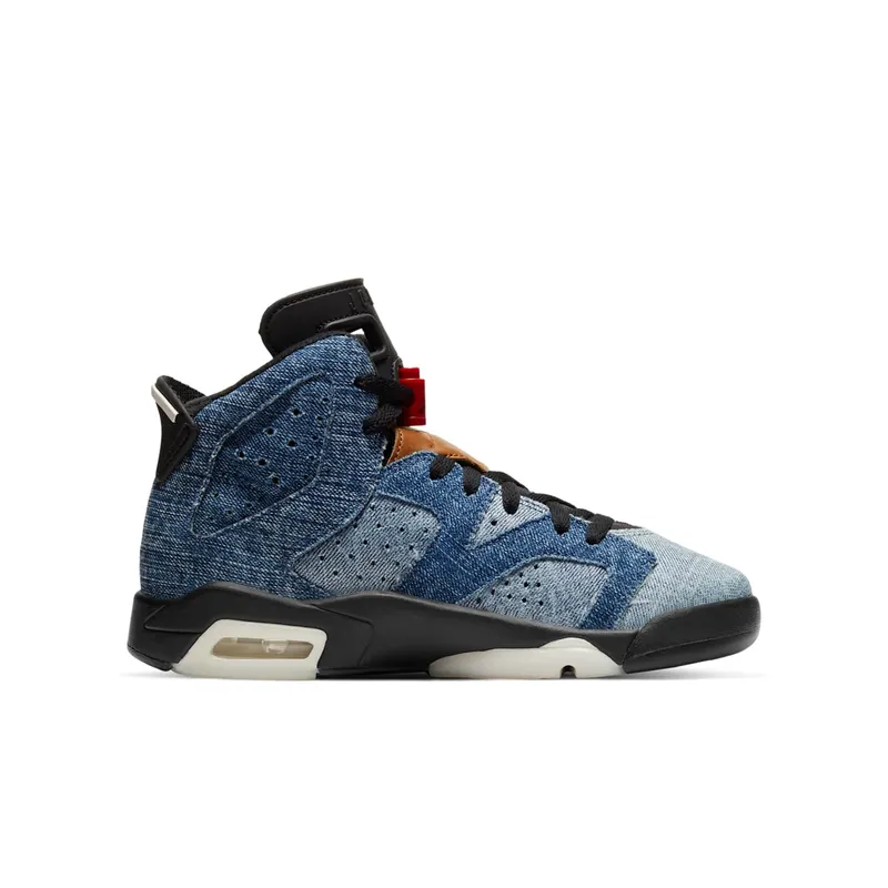Jordan 6 Retro Washed Denim (GS) Washed Denim/Sail-Varsity Red-Black (CV5489-401)