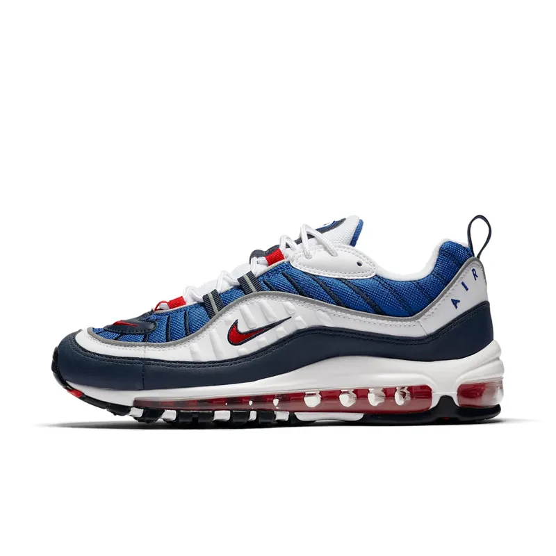Nike Air Max 98 Gundam 2018 (W) White/University Red-Obsidian-Metallic Silver-Game Royal-Black (AH6799-100)
