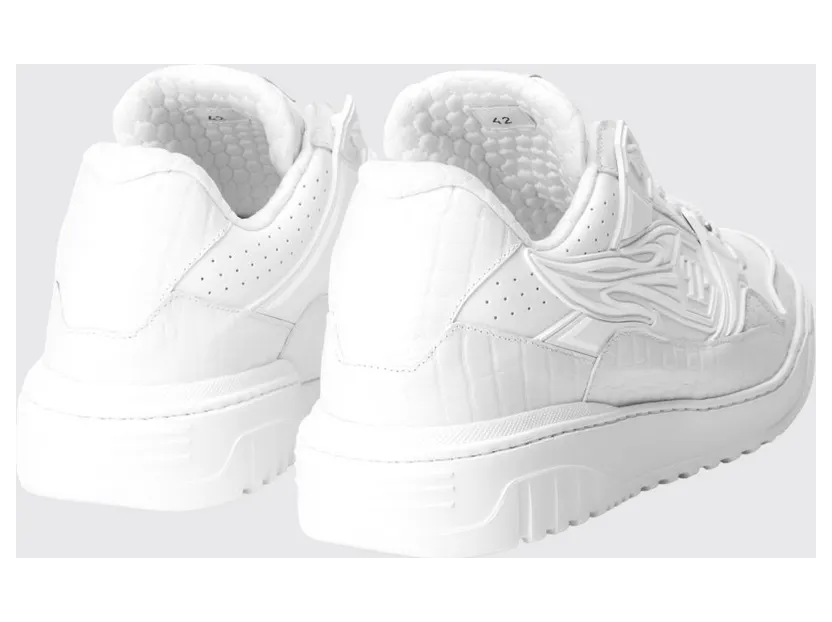 Philipp plein Moonwalker Sneakers in Crocodile Print Leather White (SAFSMSC4075PLE005N01) (2)