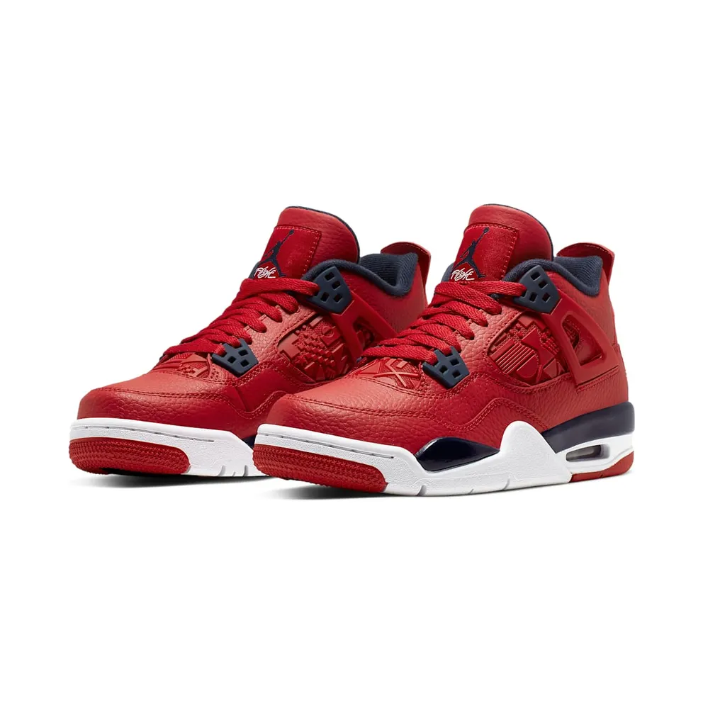Jordan 4 Retro Fiba 2019 (GS) Gym Red/Obsidian-White-Metallic Gold (408452-617)