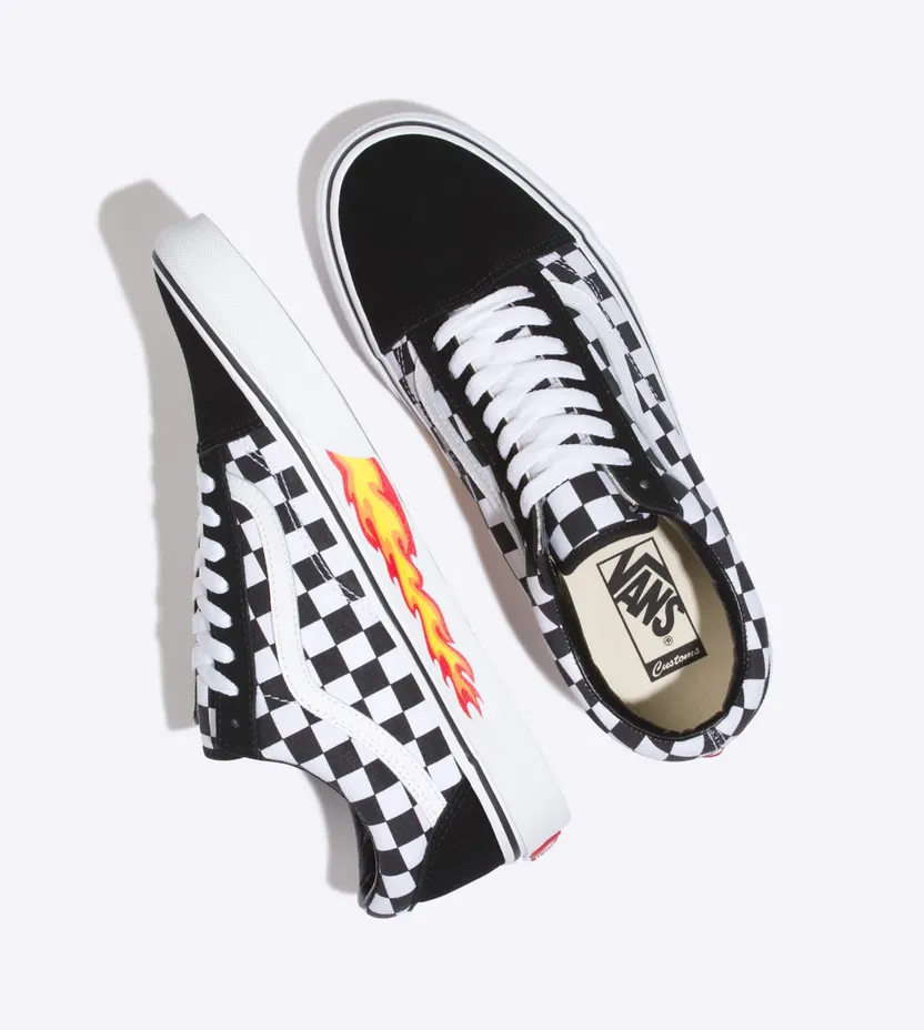 VANS Gepersonaliseerde Checkerboard Flame Old Skool Zwart (VN0A3CST557)