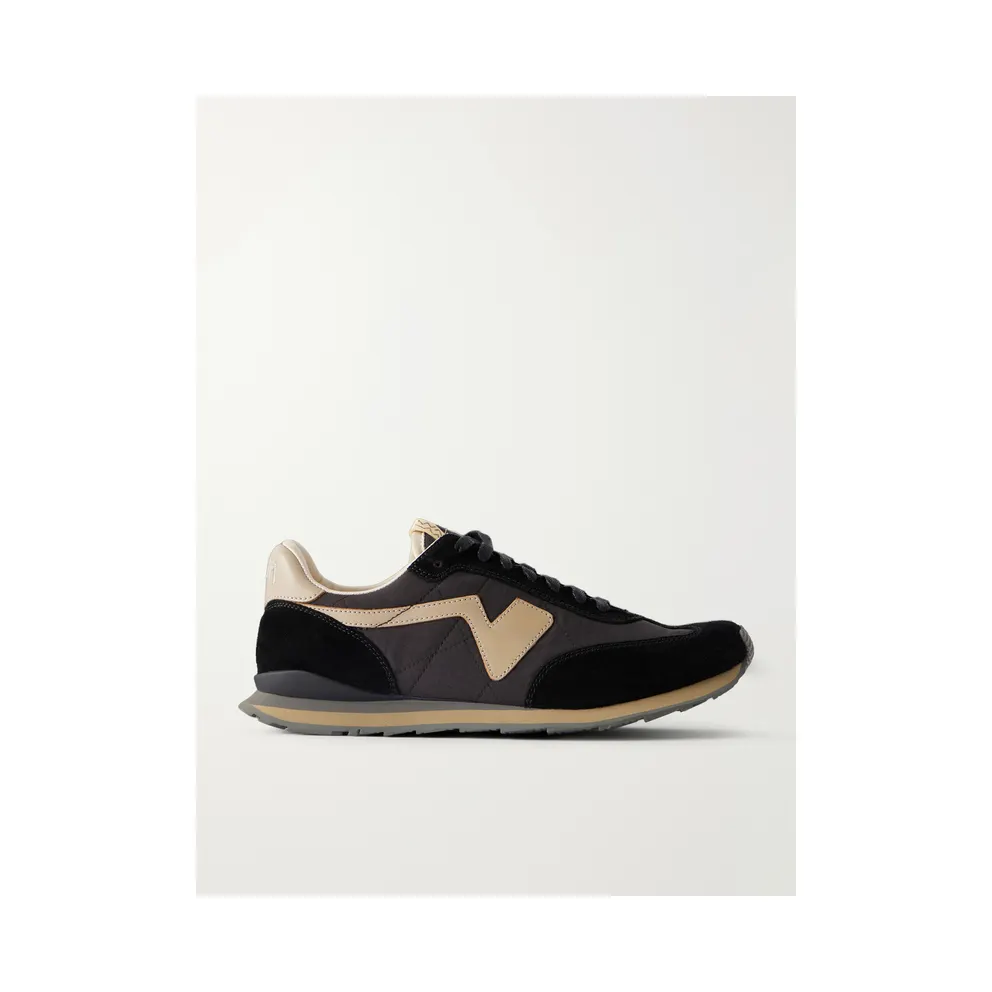 Visvim FKT Runner Leather and Suede-Trimmed Canvas Black (126101001004)