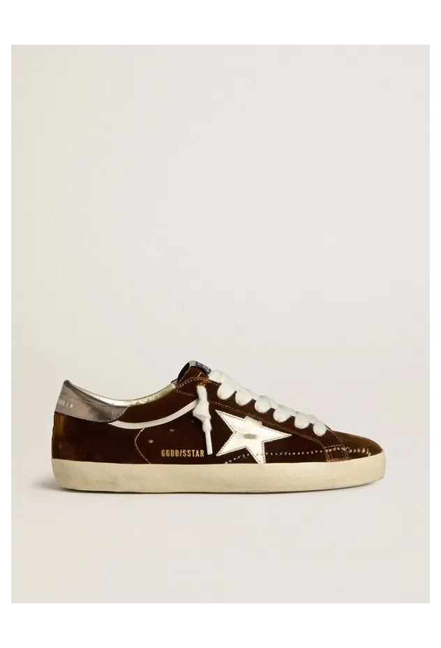 Golden Goose Super-Star In Cognac Velvet With Metallic Leather Star And Heel Tab (GWF01016.F007893.55713)