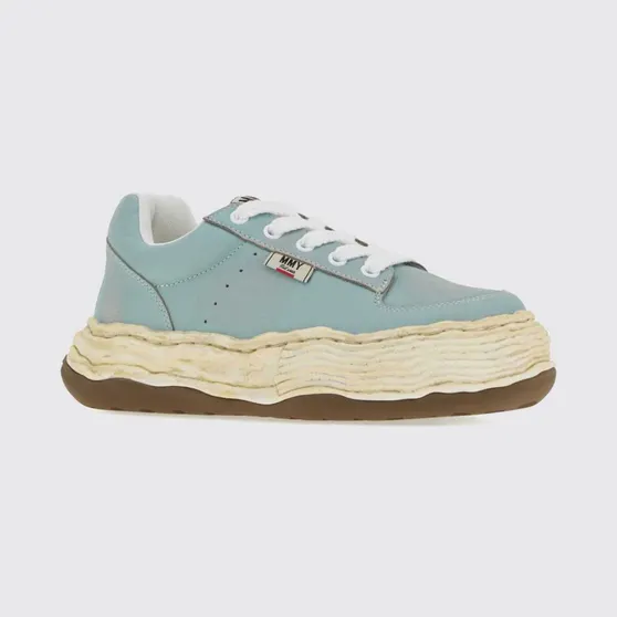 Maison Mihara Yasuhiro Oliver Distressed-Effect Low-Top Leather Sneakers Blue (A16FW707BLUE)