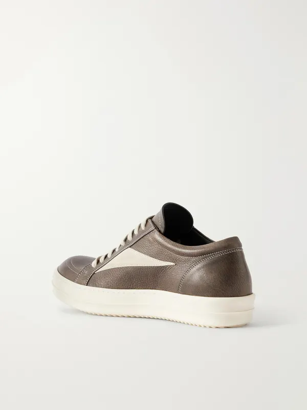 Rick Owens Vintage Sneaks Suede-Trimmed Full-Grained Leather Sneakers Brown (RR02F4897) (4)