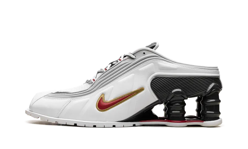 Nike Shox MR4 Mule “Martine Rose Metallic Platinum Varsity Red” (IM5420-100)