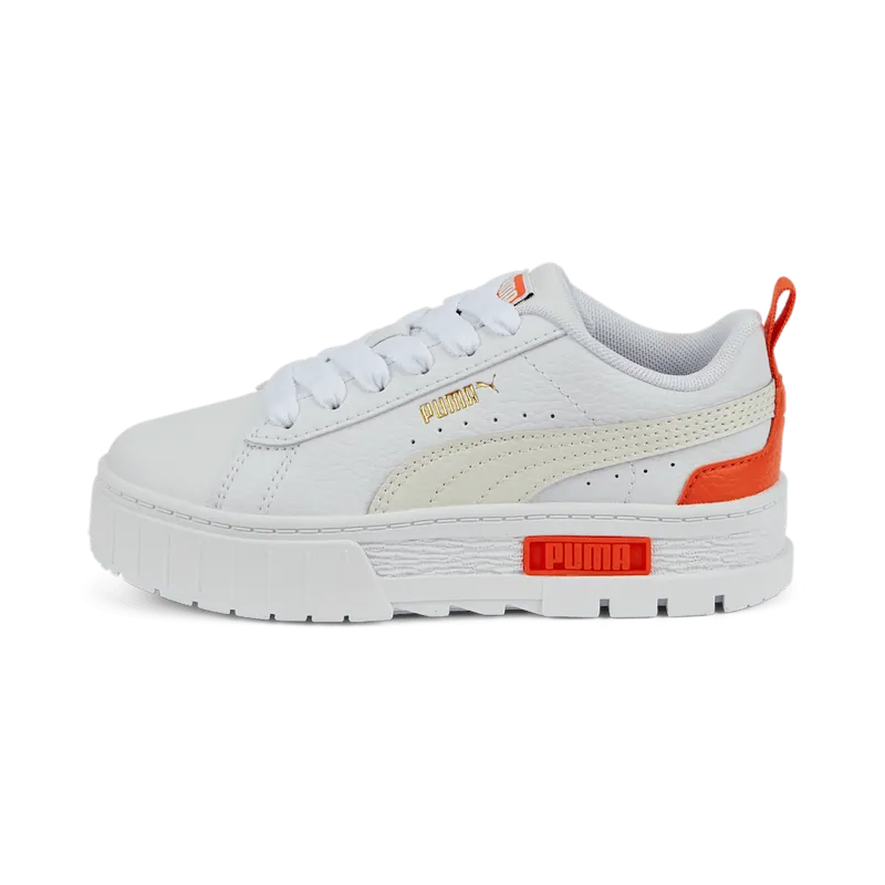PUMA Mayze Leather Kids’ White/Vaporous Gray (384528-06)