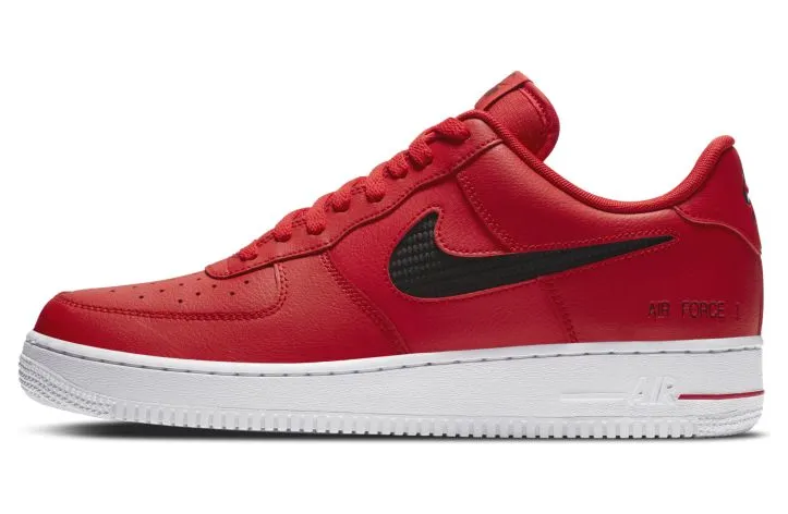 Nike Air Force 1 Low Cut Out Swoosh Red Black